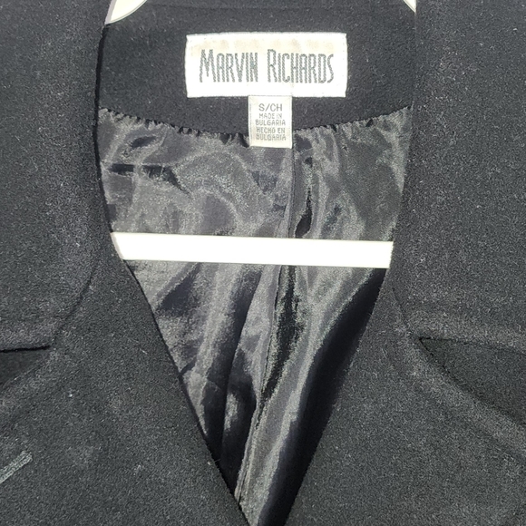 Marvin Richards women's wool cashmere blend black wool peacoat size small - Picture 7 of 8